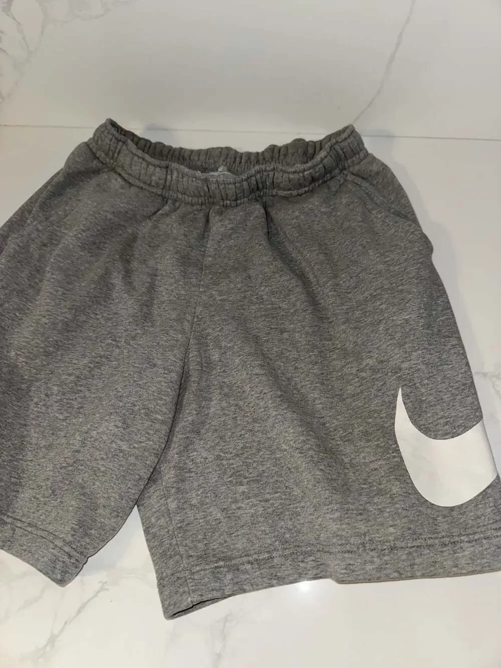 Nike Gray Fleece Athletic Shorts with White Swoosh Size Large